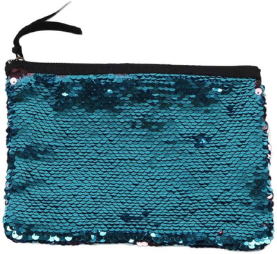 

AweStuffs Imported Sequin Makeup Reversible Cosmetic Fashion Handbag Sparkling Shiny Clutch Purse Wallet Pouch Pouch(Blue)