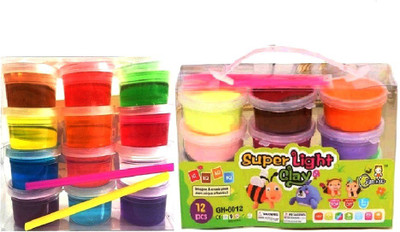 

S2KCrafts S2KC-0977 Attractive Neon Jelly Clay & 5D Slime ultra-light clay Super-Light Modeling Air Dry Magic Clay Jelly with Straws for Kids/Teens - non-toxic Green Environmental Protection - 12+12 Colors Multicolor Putty Toy