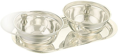 

Magic silver magic 5pcs Italian serving bowl and Tray (Diwali Gift) Bowl Spoon Plate Ladle Serving Set(Pack of 1)