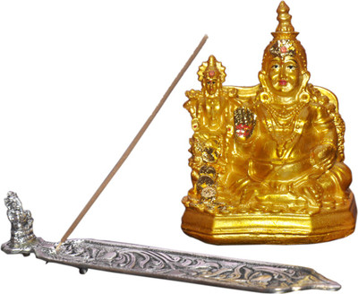 Vaah Laxmi Kuber Murti with Ganesha Agarbatti Stand Decorative Showpiece  -  15 cm(Polyresin, Aluminium, Multicolor)