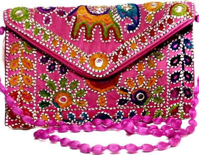 

KASIA Women Evening/Party Pink Cotton Sling Bag