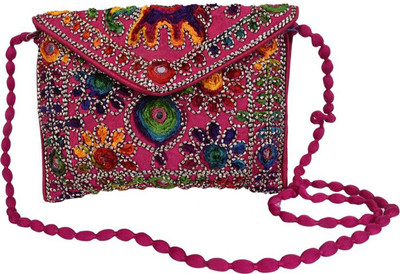 

GENPURS Girls Evening/Party Pink Jute Sling Bag