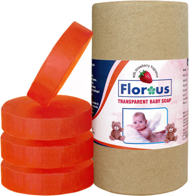 

Florous Transparent Baby Soap With Strawberry Fragrance (4 x 75 gm)(300 g, Pack of 4)