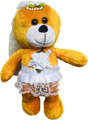 

CREATIVEVILLA CUTE WHITE PRINCESS TEDDY BEAR KEYCHAIN STUFFED PLUSH SOFT TOY - 22 cm(Multicolor)