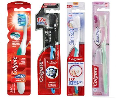 

Colgate Toothbrushes For every type of smile ( Family pack of 4 ) Ultra Soft Toothbrush(Pack of 4)