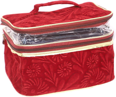 

RK Brands Big Size Velvet 2 Partition Maroon Portable Travel Makeup Vanity Box(Maroon)