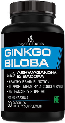 

KayosNaturals Ginkgo Biloba with Ashwagandha & Brahmi for Healthy Brain, Memory, Focus - 500mg(500 mg)