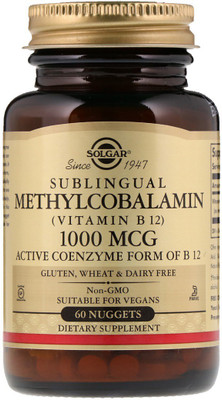 

Solgar Solgar, Sublingual Methylcobalamin (Vitamin B12), 1000 mcg, 60 Nuggets(60 No)