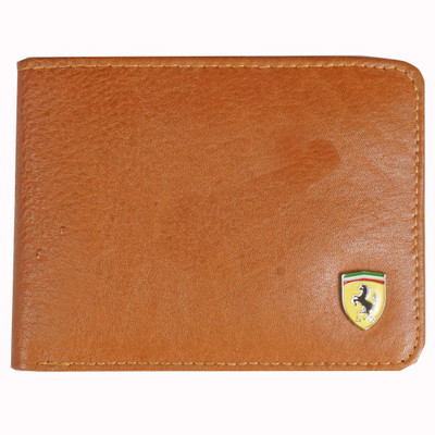 

Ferrari Shining Men Tan Genuine Leather Wallet(8 Card Slots)