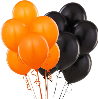 

BashNSplash Solid 12 INCH BLACK & ORANGE BALLOONS PARTY DECORATION (PACK OF 30) Balloon(Multicolor, Pack of 30)