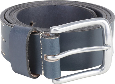 Kara Men Casual Blue Genuine Leather Belt, Navy