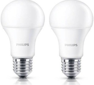 PHILIPS 7 W Basic Round E27 LED Bulb(White, Pack of 2)