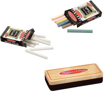 Melissa & Doug Eraser and Chalk Set With 24 Chalk Sticks and Wood-Handled Felt Eraser NA Water-based Chalk(24 Sticks)