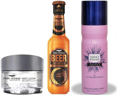 

HAMD ESSEND VANITY,WET LOOK GEL& SHINY BOUNCY SHAMPOO(Set of 3)