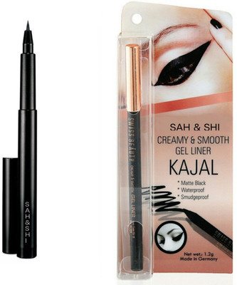 

Sah&Shi Waterproof, Long Lasting Creamy And Smoothy Kajal With Waterproof Sketch Pen Liquid Eyeliner(Set of 2)