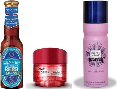 

HAMD ESSEND VANITY,RUGGED HOLD GEL& ANTI DANRUFF SHAMPOO(Set of 3)