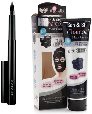 

Sah&Shi Black Sketch Pen Liquid Eyeliner (Waterproof,Long Lasting) with Charcoal Oil Control Peel off Mask Cream(Set of 2)