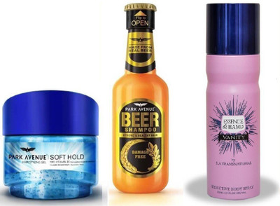 

HAMD ESSEND VANITY,SOFT HOLD GEL& DAMAGE FREE SHAMPOO(Set of 3)
