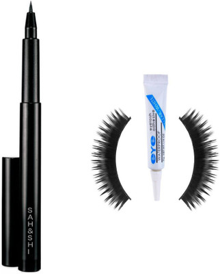 

Sah&Shi Waterproof 1Pair of Eyelashes with Glue And Waterproof sketch Pen Liquid Eyeliner(Set of 3)