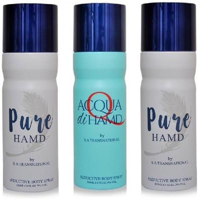 

HAMD ACQUA & PURE Body Spray - For Men & Women(600 ml, Pack of 3)