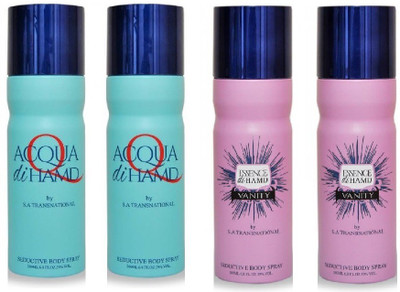 

HAMD ACQUA & VANITY Body Spray - For Men & Women(800 ml, Pack of 4)