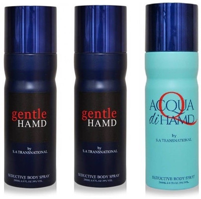 

HAMD ACQUA & GENTLE Body Spray - For Men & Women(600 ml, Pack of 3)