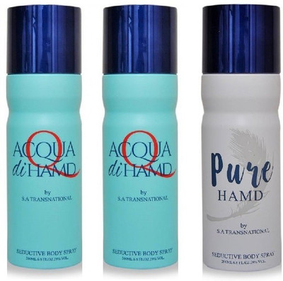 

HAMD PURE & ACQUA Body Spray - For Men & Women(600 ml, Pack of 3)