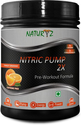 

NATURYZ Nitric Pump 2X Preworkout Supplement 240g (30 servings) - Orange Flavor Nutrition Drink(240 g, Orange Flavored)