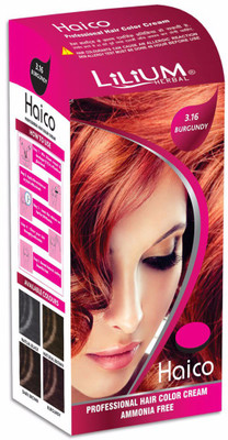 

Lilium Herbal Haico Professional Burgundy Hair Color Cream Hair Color(Burgundy)