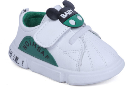 

FEETWELL Boys Velcro Sneakers(White, Green