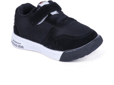

FEETWELL Boys Velcro Running Shoes(Black