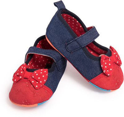 

Little Hip Boutique Girls Velcro Ballerinas(Red, Red denim