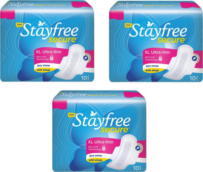 

Stayfree Secure XL Dry Cover Ultra - Thin (Set of 3) Sanitary Pad(Pack of 10)
