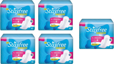 

Stayfree Secure XL Dry Cover Ultra - Thin (Set of 5) Sanitary Pad(Pack of 6)