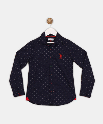 

US Polo Kids Boys Printed Casual Dark Blue Shirt, Navy