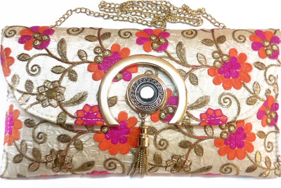 

KASIA Women Evening/Party Gold Silk Hand-held Bag