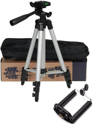 

Mezire 105Cm Lightweight Tripod with Bag & Phone Mount Holder . Tripod Tripod(Black, Silver, Supports Up to 1000 g)