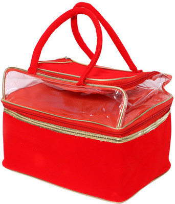 

RK Brands Velvet 3 Partition Portable Multipurpose Vanity Box(Red)
