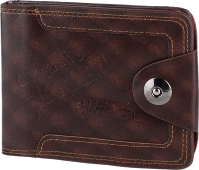 

OM Men Brown Genuine Leather Wallet(3 Card Slots)