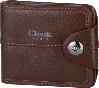 

OM Men Brown Genuine Leather Wallet(3 Card Slots)