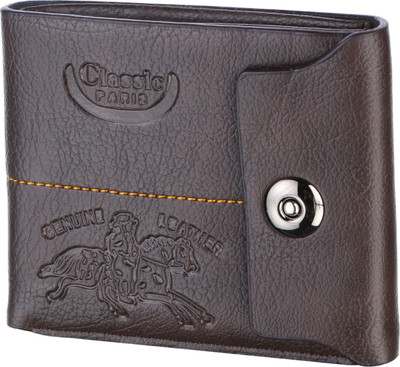 

OM Men Brown Genuine Leather Wallet(3 Card Slots)