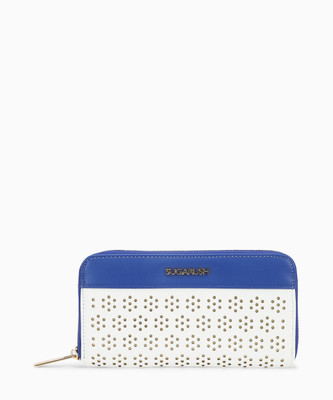 

SUGARUSH Women White, Blue Artificial Leather Wallet(12 Card Slots)