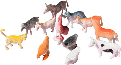 

PTCMart Farm Animals Toys for Kids Pack of 12 (Multi-color)(Multicolor)