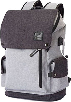 

pacters New fashion Double Anti theft backpack with USB and Headphone port 15 Laptop Backpack(Grey)