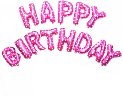 

BashNSplash Solid HAPPY BIRTHDAY FOIL BALLOON BIRTHDAY PARTY DECORATION PINK (PACK OF 1) Letter Balloon(Pink, Pack of 1)