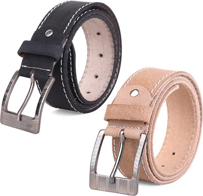 

Kiggo Men Casual, Party, Formal, Evening Black, Beige Genuine Leather Belt, Black;camel