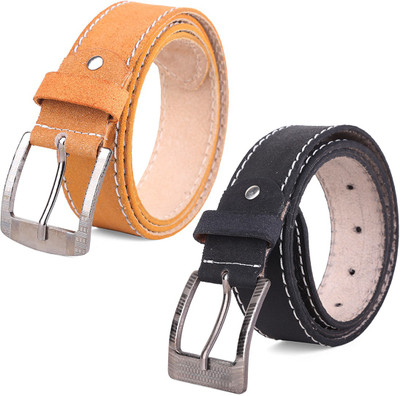 

Kiggo Men Casual, Party, Formal, Evening Black, Tan Genuine Leather Belt