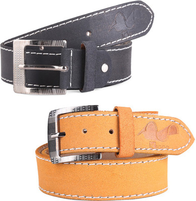 

Kiggo Men Casual, Party, Formal, Evening Black, Tan Genuine Leather Belt