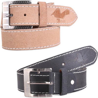 

Kiggo Men Casual, Party, Formal, Evening Black, Beige Genuine Leather Belt, Black;camel