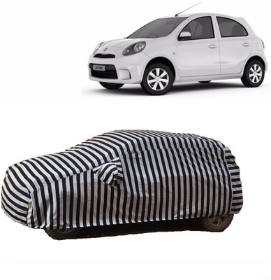 Flipkart SmartBuy Car Cover For Nissan Micra Active (With Mirror Pockets)(White, Black)